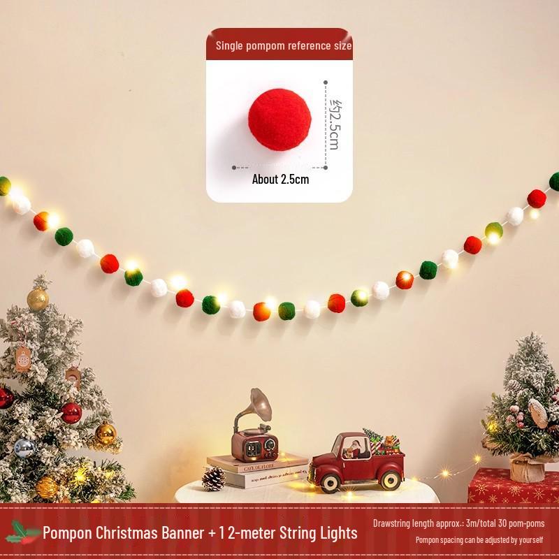 Christmas Tree Hanging Ornaments & Festive Decorations with Atmosphere Lights & Pull Flowers