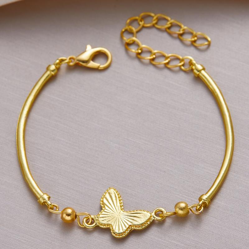 Luxury Shiny Gold Color Butterfly Bracelet for Women Elegant Bangle Party Banquet Charm Wedding Birthday Jewelry Gift