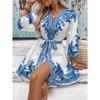 QICED Women's Fashion Summer Spring 3/4 Sleeves V-Neck Casual Dresses