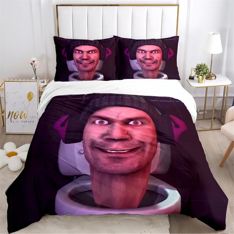 

TV & Speaker Humanoid Characters Print Bedding Set, Bright Colorful Bed Linen(1 * duvet cover + 2 * pillowcase, without core) 135x200cm
