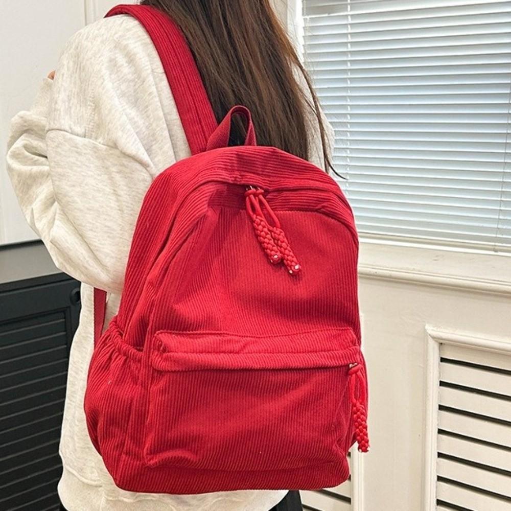 Large Capacity Corduroy Backpack Lightweight Students Daypack Students School Bag Travel