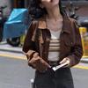 Maillard-Style Coffee Long-Sleeve Petite Women's Workwear Jacket, Slimming Short Top for Spring & Autumn 2025.