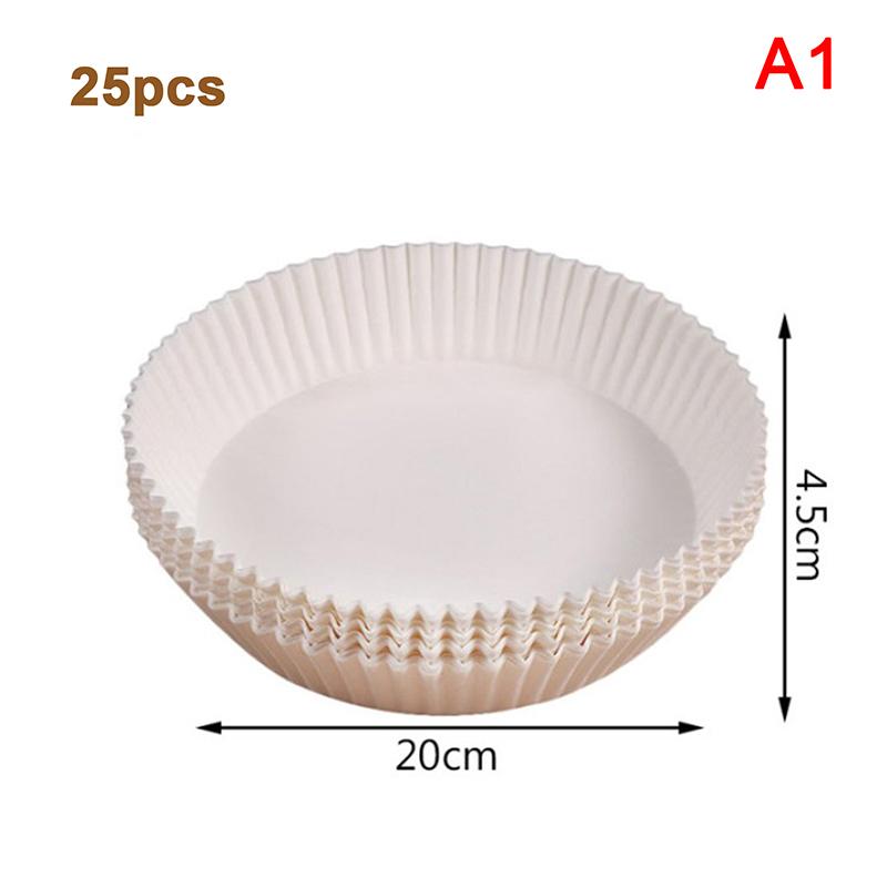 25/50Pcs Air Fryer Paper Non-Stick Disposable 16/20cm Unperforated Parchment Paper Bamboo Steamer Liners Steaming Basket
