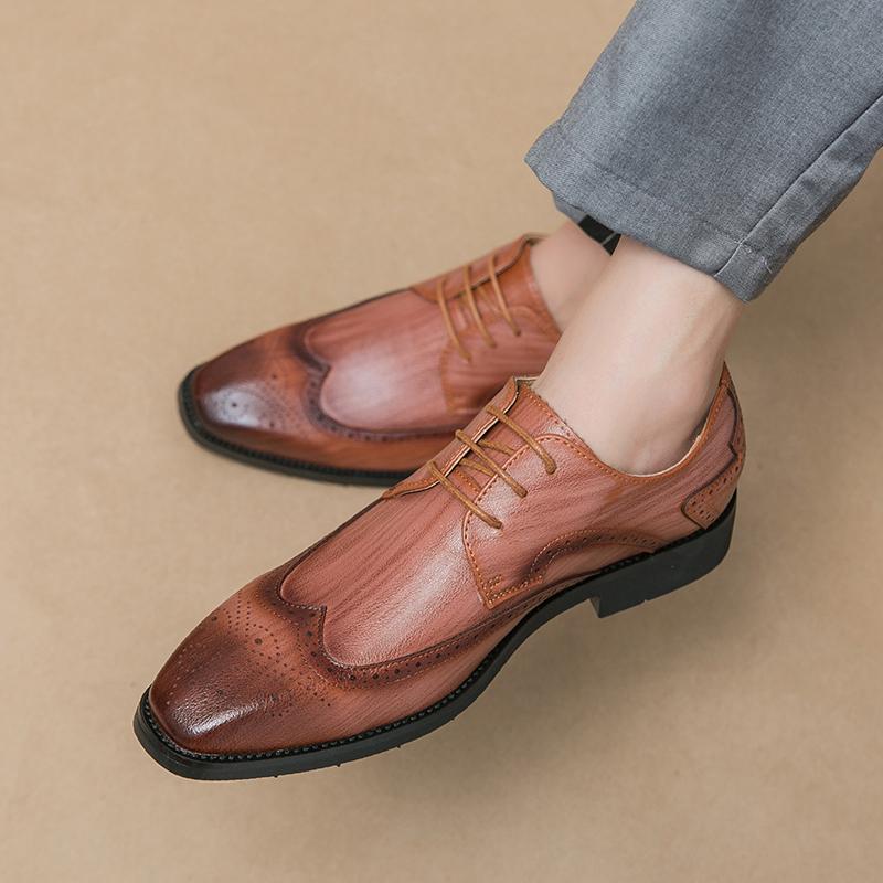 Brand Men's Business Wedding Dating Leather Formal Shoes Classic Retro Style Brogue Shoes Quality Gentleman Elegant Oxford Shoes