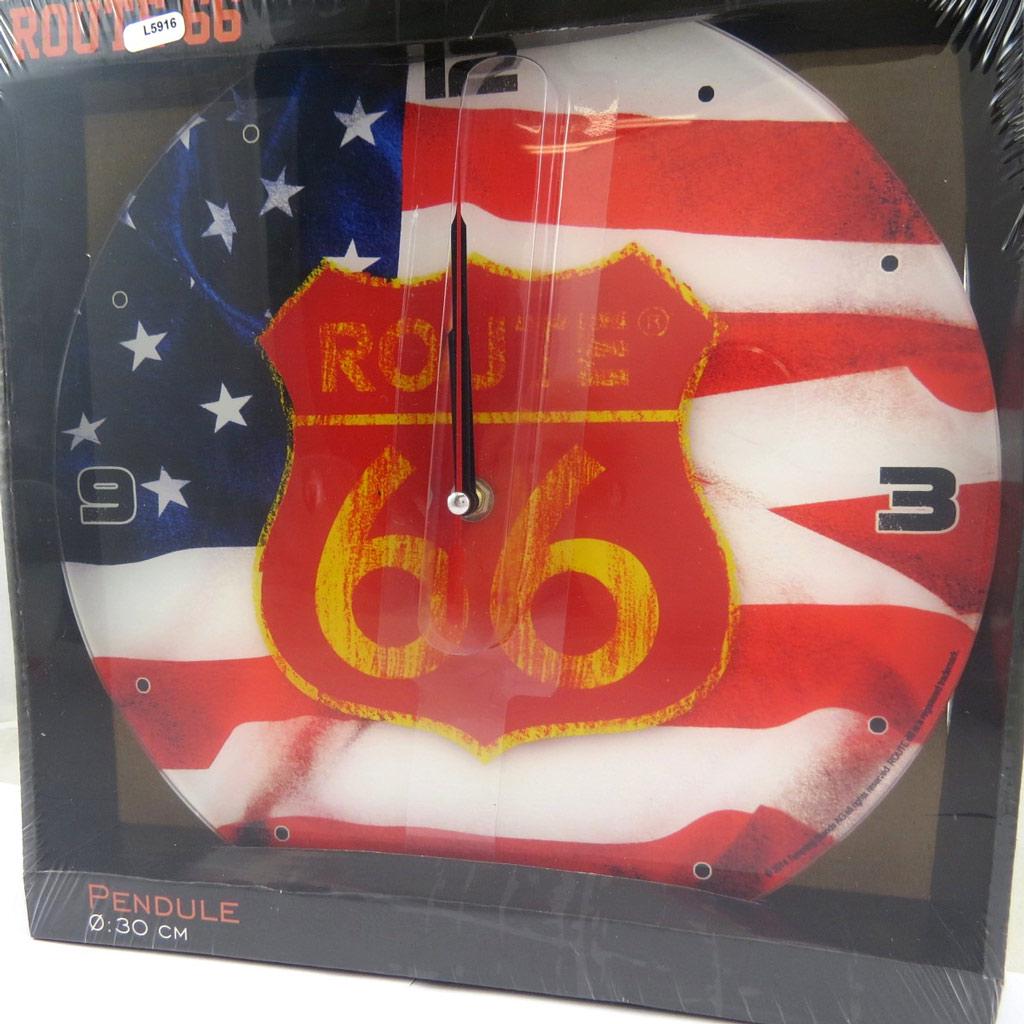 Les Trésors De Lily [L5916] - Wall Clock 'Route 66' US Flag 30 Cm