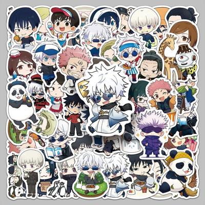Chibi Jujutsu Kaisen Cartoon Cute Stickers (50 Pieces) - Gojo Satoru Character DIY Peripheral Decals for Journals, Tumblers