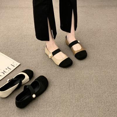 Ladies Summer Footwear Japanese Style Lolita Shoes for Women 2024 Round Toe Flat Pearl Casual Mary Jane Flats Gothic Black 39 A