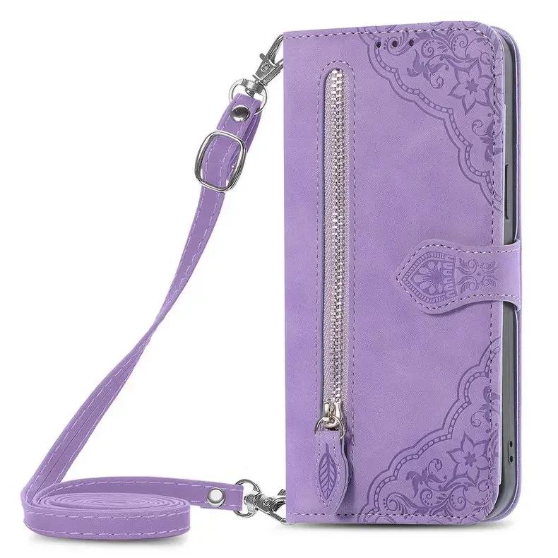 Étui de luxe Honor Magic 8 7 6 Pro 6 Lite 5G Bandoulière Fermeture Éclair Cuir Funda Honor Magic7 Pro 8 Lite Magic6 Pro Portefeuille Housse Livre