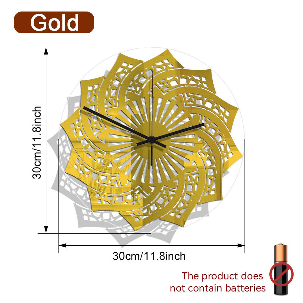 Ramadan 3D Acrylic Mirror Sticker Wall Clock Muslim Islamic Script Design Clock Silent Watch Living Room Bedroom Home Decoration