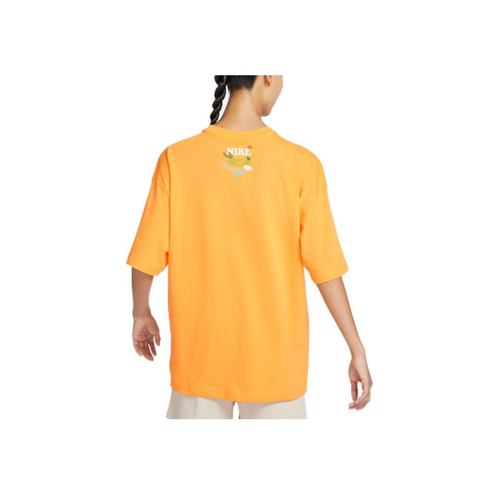 Nike Sportbekleidung Swoosh Cartoon-Print Vintage Locker Baumwolle Freizeit Rundhals Kurzarm Drop Shoulder T-Shirt Damen T-Shirt Sonnenuhr-Gelb FN3711-717