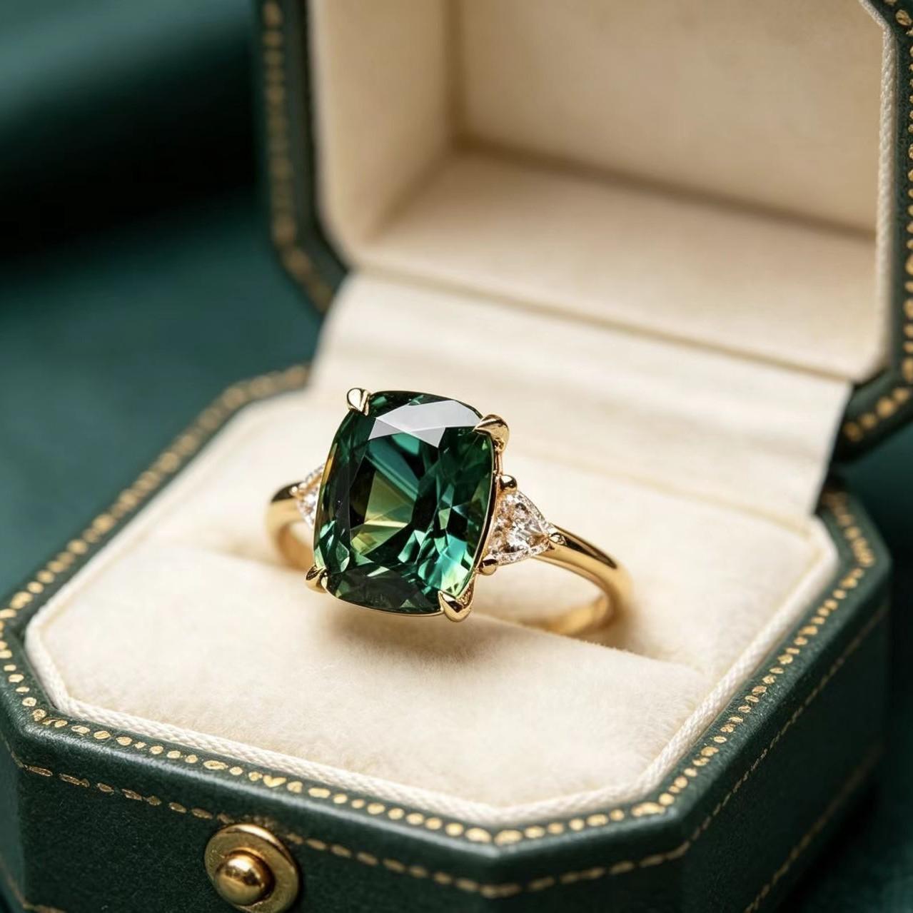 Vintage Luxe Emerald Square Cut Cubic Zirconia Diamond Accent Ring for Women no. 5