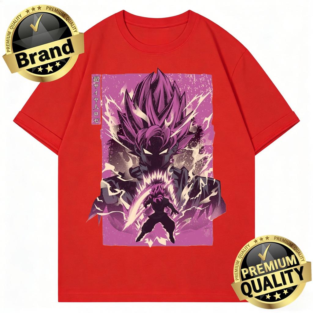 Dragon Ball 2026 New Hot Summer T-Shirt Goku Black Super Saiyan Rose Art Print Cotton Oversized Retro Tee for Men Women Kids