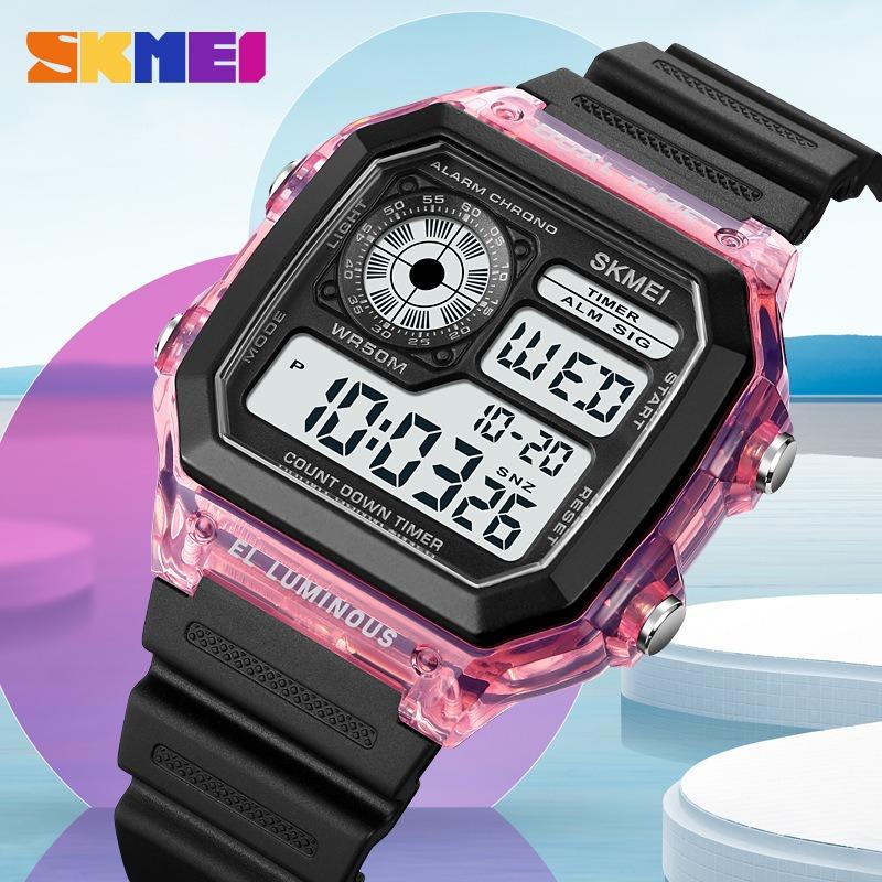 Creative Transparent Case Electronic Watch, Jelly Dial Multi-function Digital Sports Watch