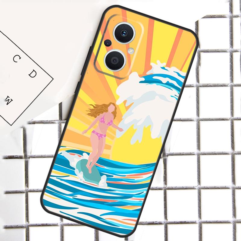 

Искусство серфинга Девушка на серфе Для OPPO Reno 13 14 12 11 10 Pro 11F 12F 13F 14F 7 8 Lite 8T OPPO Find X5 X6 X8 X9 Pro Чехол OPPO Find X5