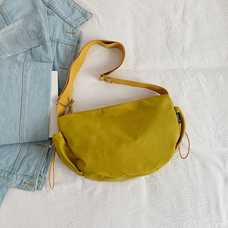 Casual Solid Color Small Bag Women's 2025 New Trendy Autumn Fashion Nylon Cloth Tote Bag Fashion Shoulder Messenger Bag