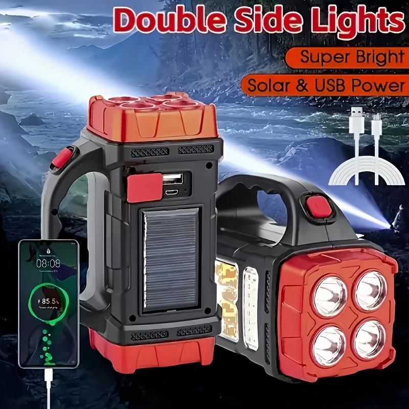 Portable Solar Flashlight, LED Handheld Flashlight, COB Floodlight,4 Modes Rechargeable Emergency Work Light, Suitable for Hiking,maintenance,fishing