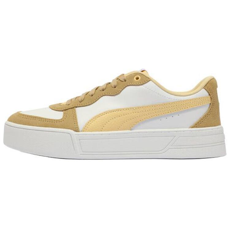 

New PUMA Skye Low Top Skateboard Shoes Women s Brown Yellow White 397076-04 35.5