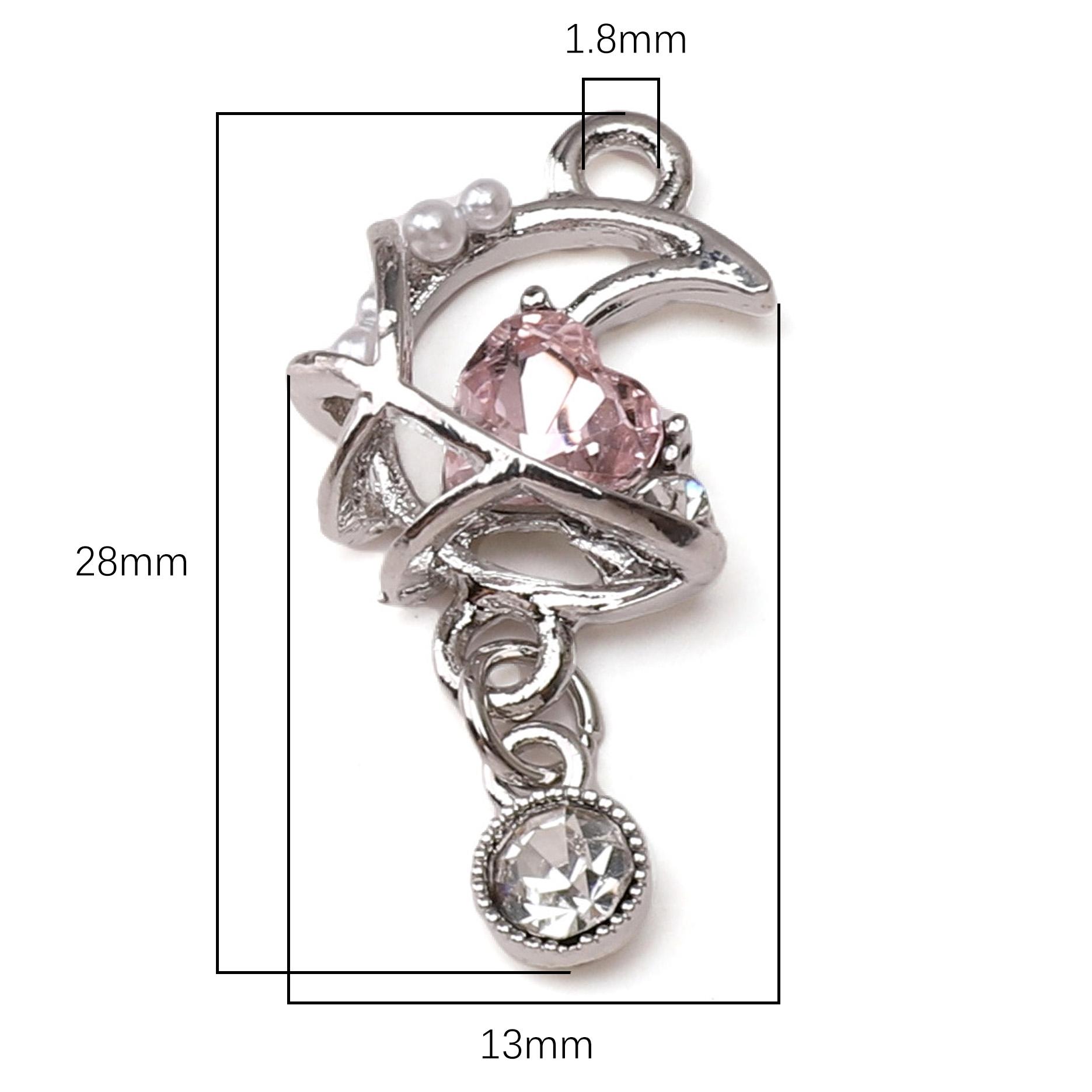 

Alloy Butterfly Moon Heart Pendant Charms For DIY Bracelet Necklace Accessories 13x28mm