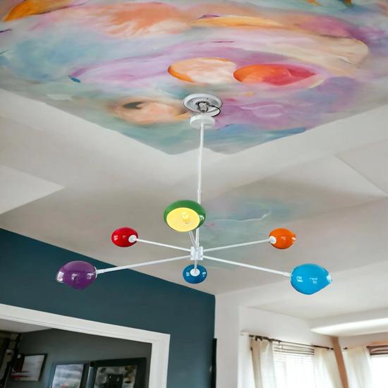 

6 Arms Colorful Eyeball Chandelier Mid Century Pendant Light for Bedroom All Rooms