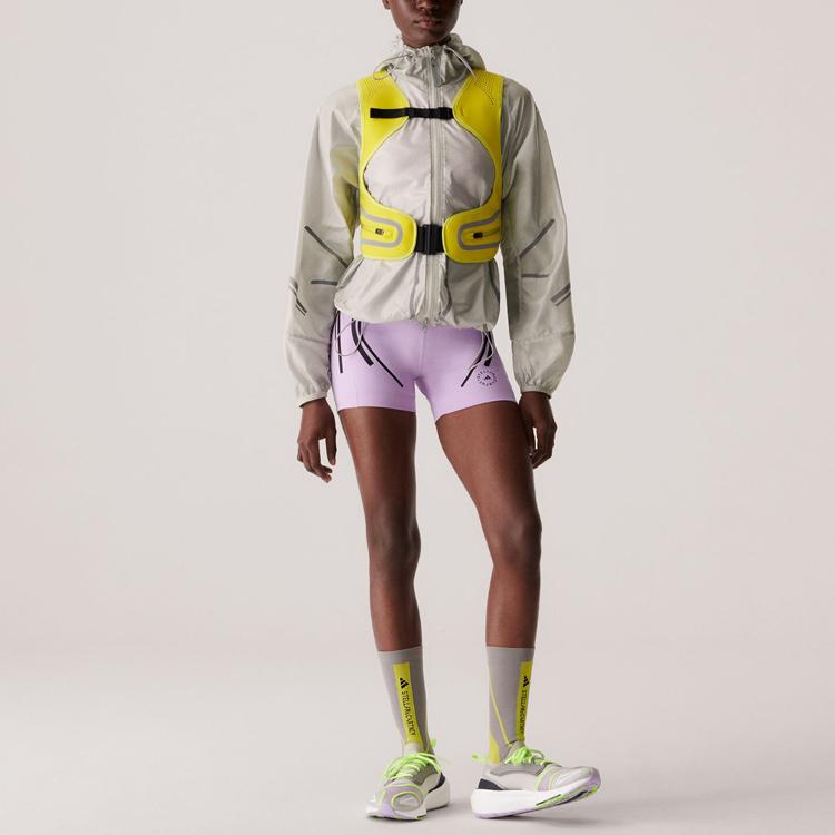 Adidas X Stella McCartney Letter Logo Print Zip-Up Hoodie Jacket Women Outerwear Beige IN5042