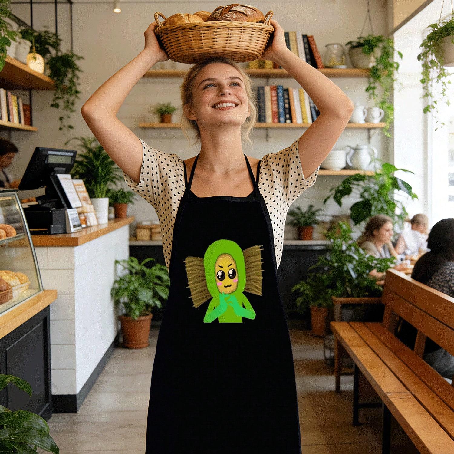

Green Gang Brush, Pattern Apron- Durable, Comfortable And Fun Apron Unisex Cooking Gift For Mom Dad, Suitable For BBQ, Floral, 38X47cm(15X19in)