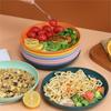 Stackable Plastic Wheat Straw Plates Lightweight Unbreakable Dinner Plates Round Microwave Safe Tableware Fruit
