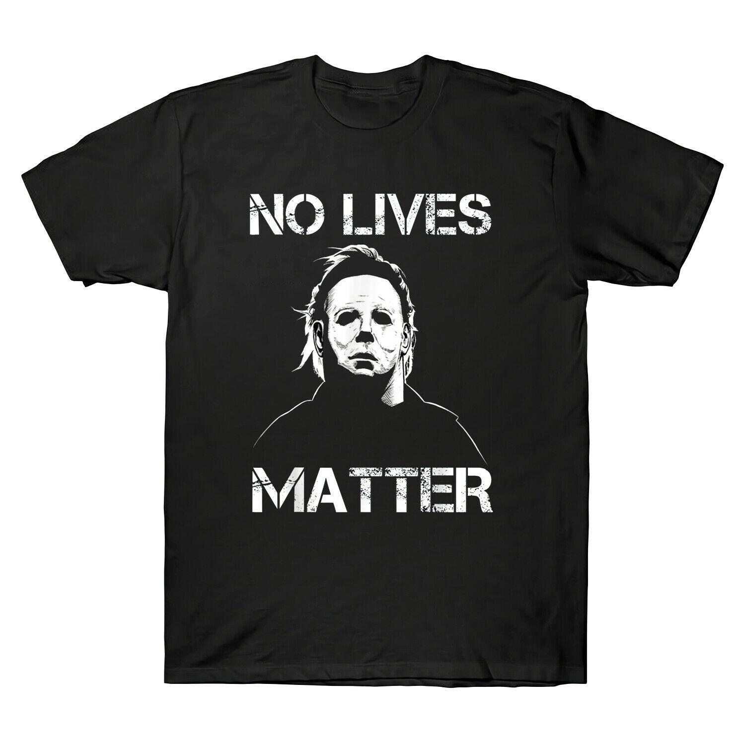 

No Black Lives Matter Майерс Хэллоуин Ужасы Страшный фильм Винтажная футболка унисекс