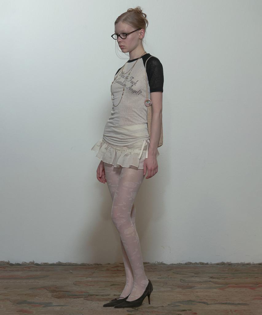 Sculpter Peekaboo Micro Sheer Skirt Raw Ivory