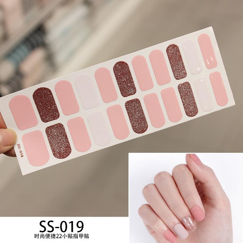 22pcs Sheet Laser Bronzing Full Cover Nail Stickers Long Lasting Tearable Cute Nail Art Wraps Design