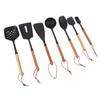 7PCS Kitchen Cooking Utensils Silicone Heat Proof Nonstick Cooking Spatula Turner Spoon Set with Wooden Handle for