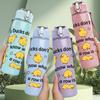 1PC Cute Yellow Duck Family Text 750ml Color Plastic Sports Water Bottle Leakproof Flip Straw Lid Suitable for Sports Office Home Use