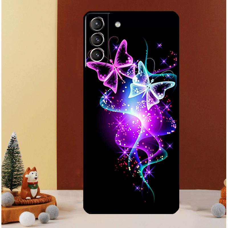 Black Beautiful Butterfly Case For Samsung Galaxy S24 S26 Ultra S21 S22 S20 S23 S25 Ultra S10 Plus S25 FE Cover Funda