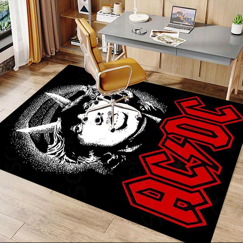 1pc ACDC Home Office, Durable Polyester Floor Mat with Easy, Office Decor, Urban Style, Nonslip Backing