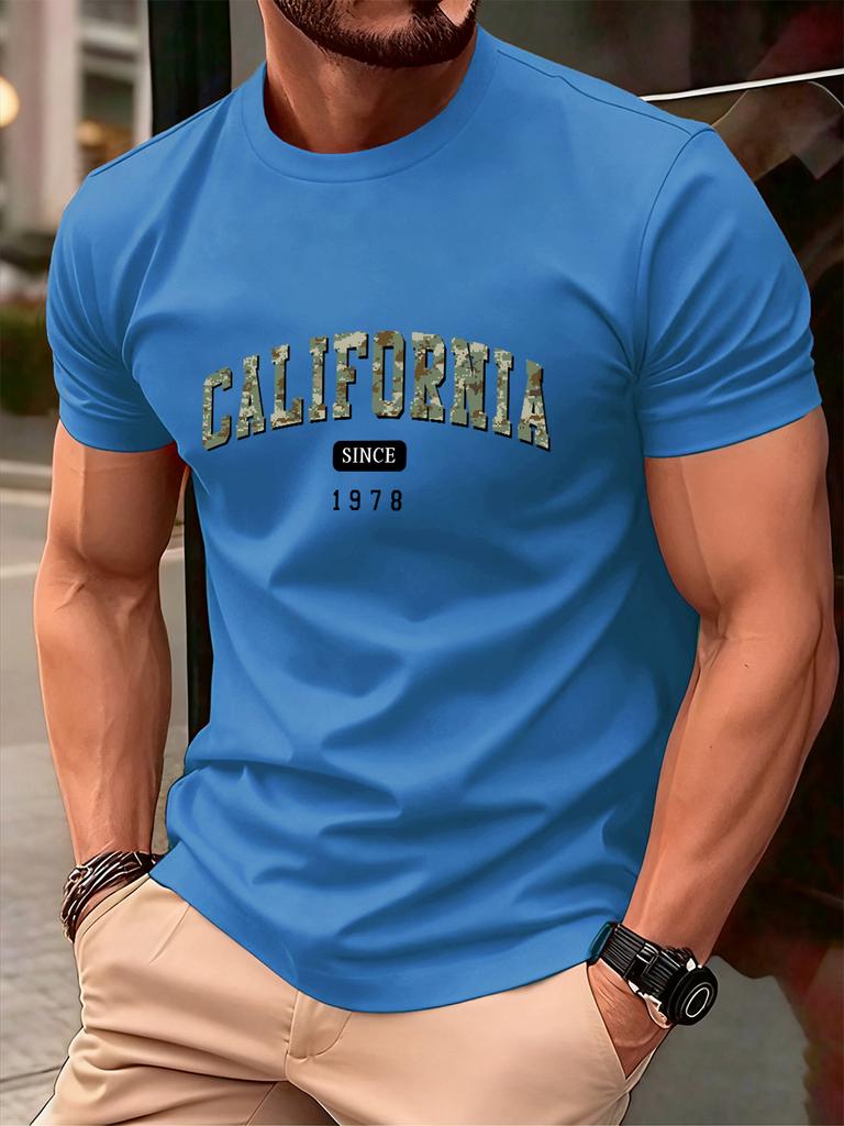 California Dal 1978 Stampa Uomo Maglietta Cotone Estate Girocollo Manica Corta Top Oversize Morbida Maglietta Casual Abbigliamento Maschile