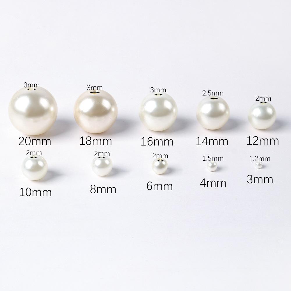 3-20Mm Straight Hole Imitation Pearl Abs Round Pearl Diy Handmade Necklace Hair Accessories Bracelet Beaded Jewelry Accessories