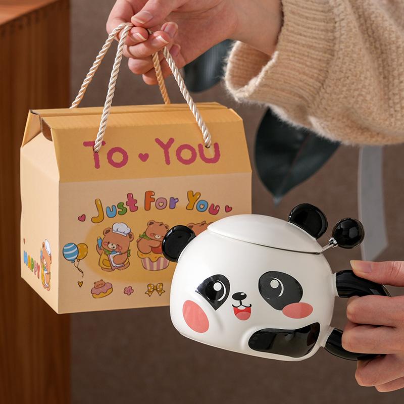 Creative And Cute Panda Ceramic Cup Home Large-Capacity Office Couple Water Cup With Gifts High Value
