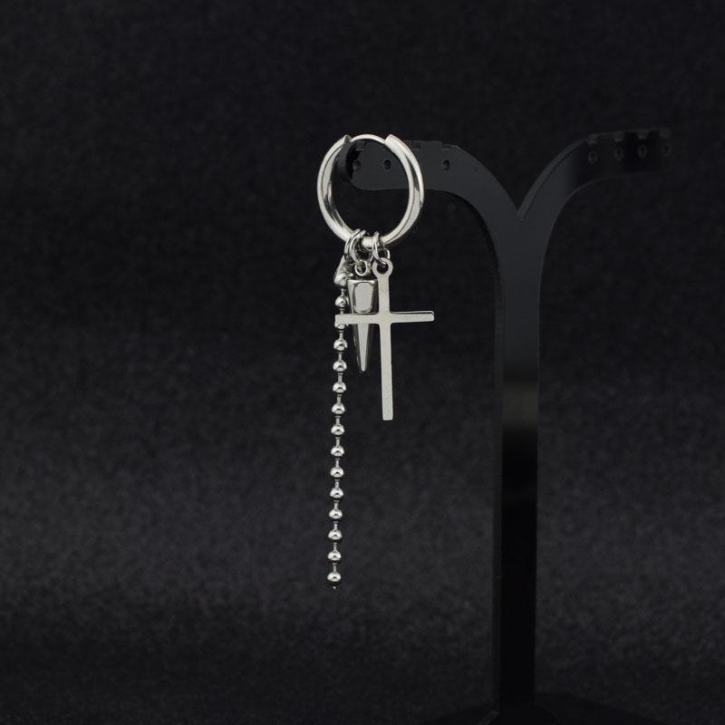 Titanium Steel Cross Cone Chain Earrings - Park Jimin Style, Unisex Harajuku Ear Cuff