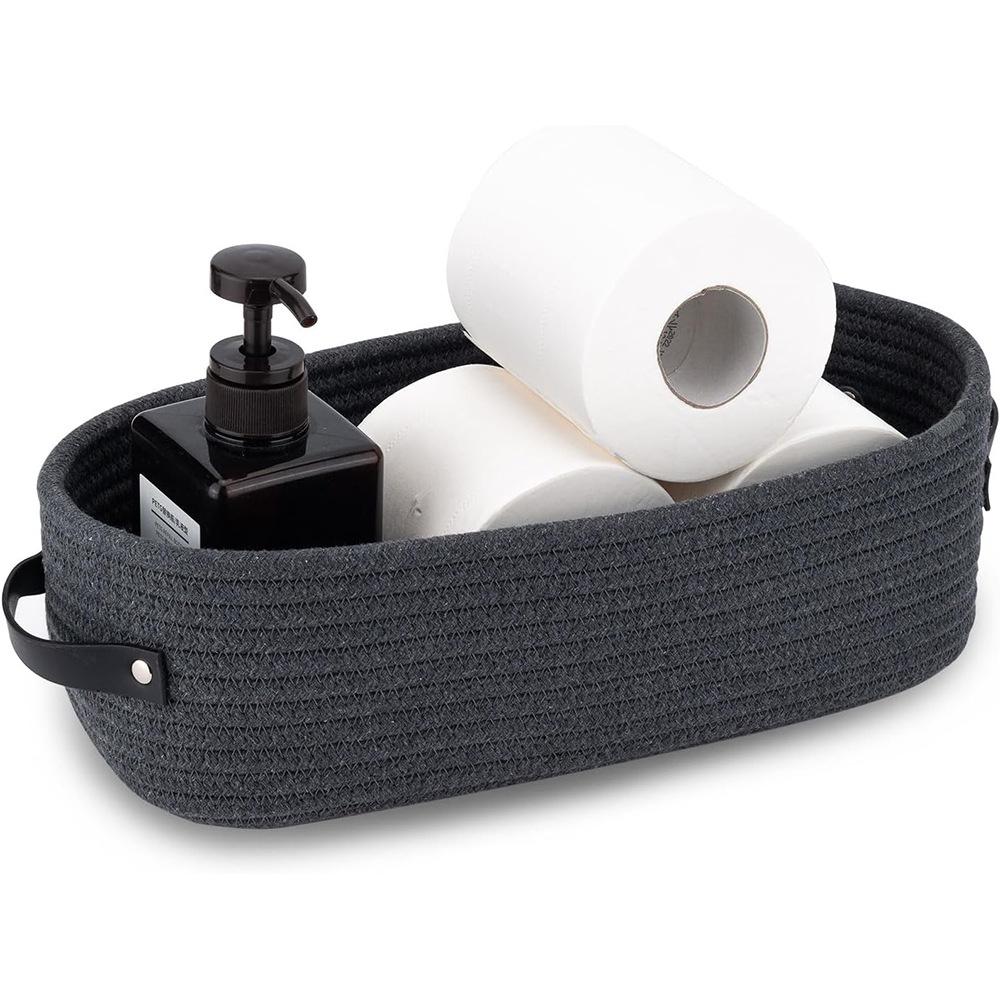 Cesto Ovale Intrecciato per Ripostiglio Bagno, Organizzatore da Tavolo Multifunzionale, Porta Carta Igienica, Cesto per Ripostiglio Giocattoli