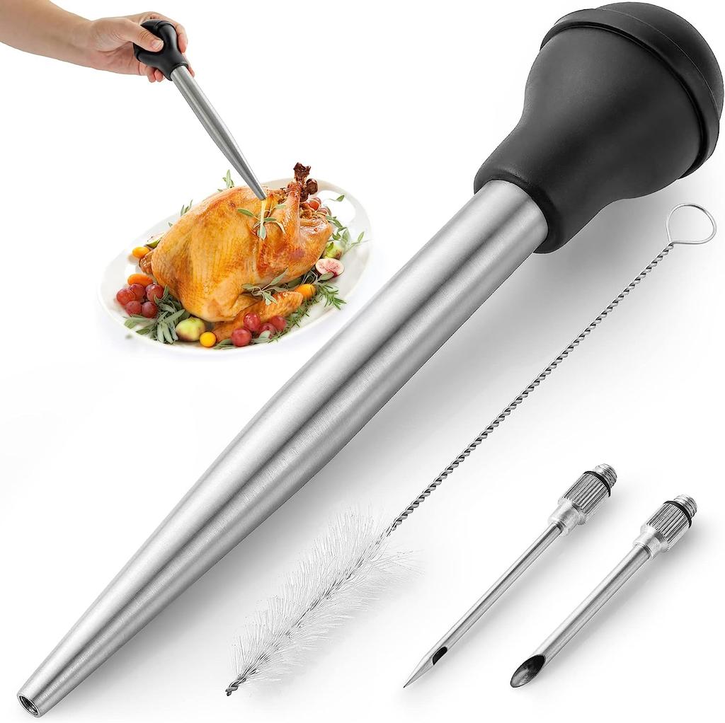 Con Siringa da Tacchino ad Ago di Precisione 4pz/set Strumenti da Cucina