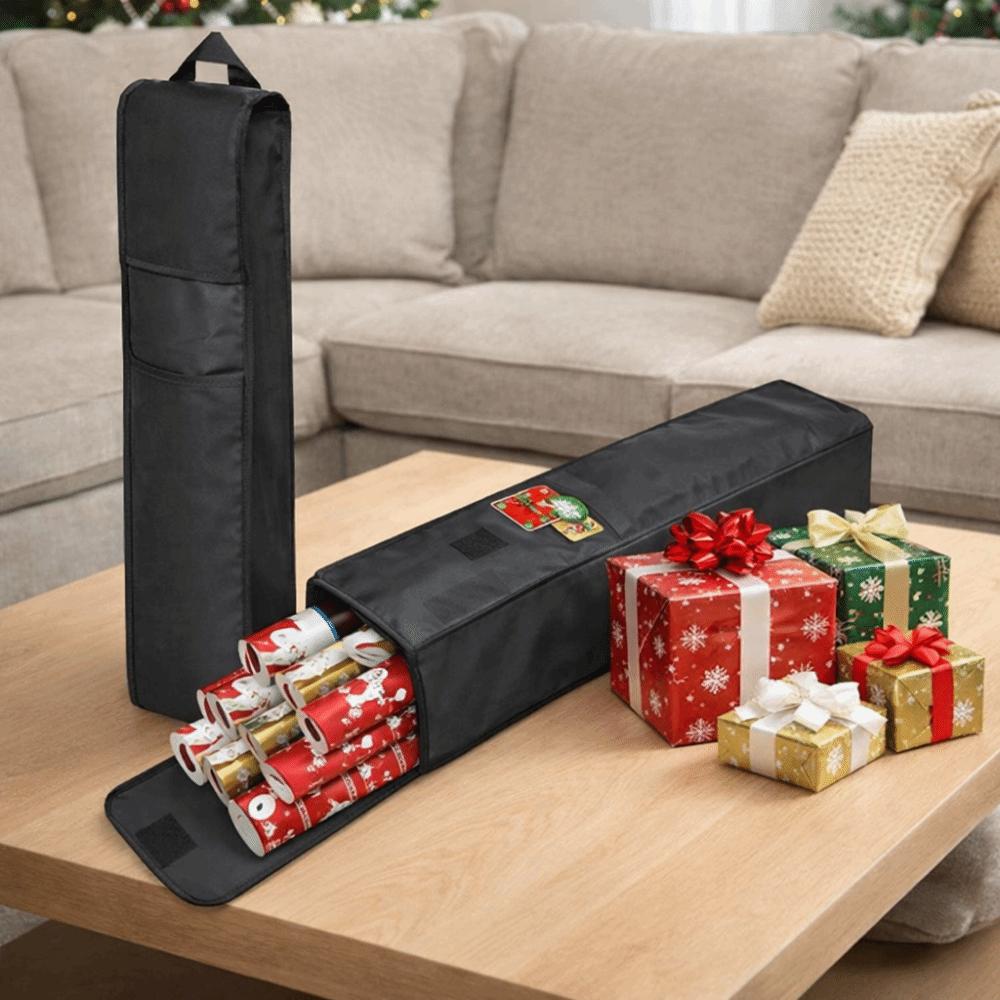 Oxford Cloth Wrapping Paper Organizer Wall Hanging Large Capacity Gift Wrapping Roll Organizer Folding Side Pocket