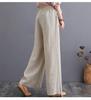 Frühlings- und Sommer-Literarische Baumwoll- und Leinenhosen Locker Große Größe Weiter Bein Hosen Hohe Taille Bodenlange Hosen Gerade Hosen Leinen Damen Hosen