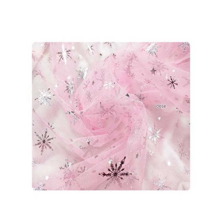 Gold Foil Frozen Elsa Princess Evening Dress Fabric with Veil for Children