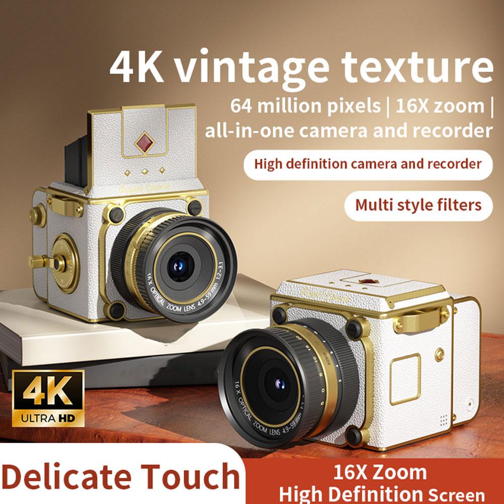 Retro 4K High-definition Dual Lens Reflective CCD Camera Lightweight And Portable With 26.4 Million Ultra High Definition Pixels