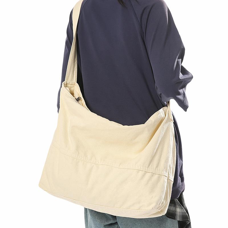 Lazy Wind Large Capacity Messenger Bag Washed Canvas Bag Retro Wear-resistant Shoulder Bag Women's Class Book Backpack