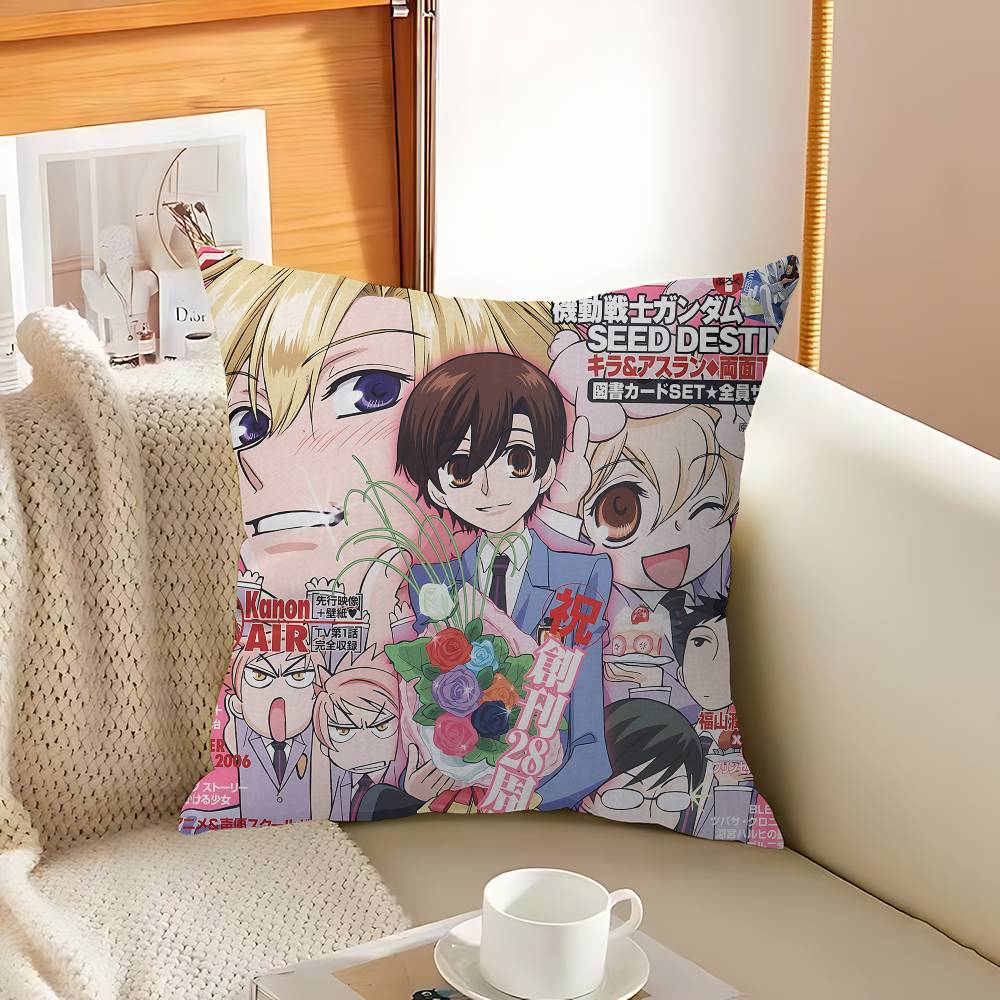 Classics Anime Ouran High School Host Club Pillow Covers Cartoon Sofa Home Double-sided Printing Short Plush Cushion Cover