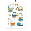 Nordic Cartoon Crane Excavator Dump Truck Front Loader Wall Art Posters and Prints Wall Pictures Kids Room Decor Canvas Painting
