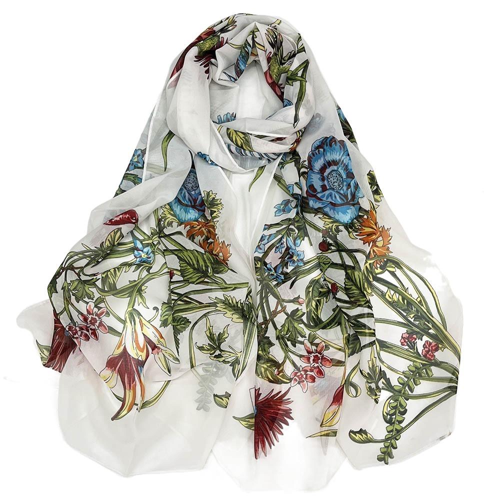 Sun-Resistant Silk Scarf Breathable Long Wraps Durable Bandana for Women