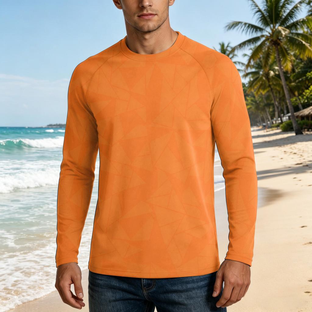Men's UPF50+ Sun Protection Long Sleeve Shirt Stretch Outdoor Sports Performance Top Lightweight Breathable Fabric