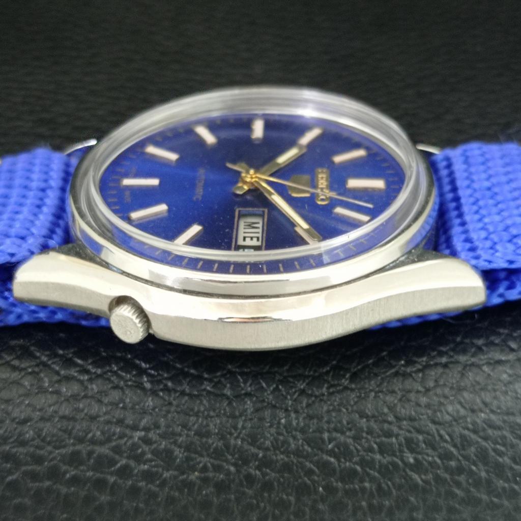 VINTAGE SEIKO 5 AUTOMATIC 6119C JAPAN MENS BLUE COLOR DIAL WATCH a709523-1