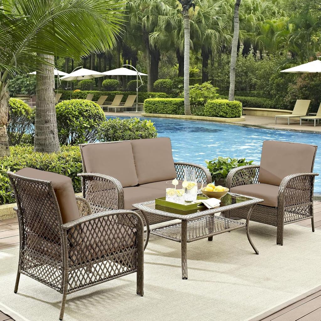 8Pcs Outdoor Cushions Covers Waterproof, Patio Cushion Covers, Outdoor Patio Cushion Covers, Outdoor Stretch Cushion Covers Replacement, Outdoor